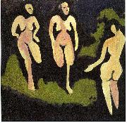 Ernst Ludwig Kirchner Nudes in a meadow Spain oil painting artist